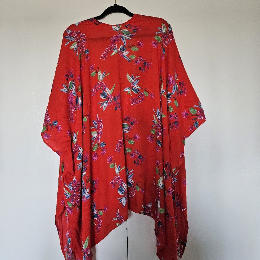 RED / ORANGE FLORAL KIMONO ONE SIZE